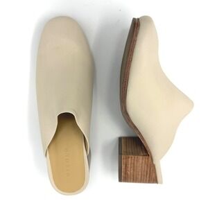 Nisolo Dari Mule Women Size 8 Bone Cream Excellent Leather Block Heel Slip On